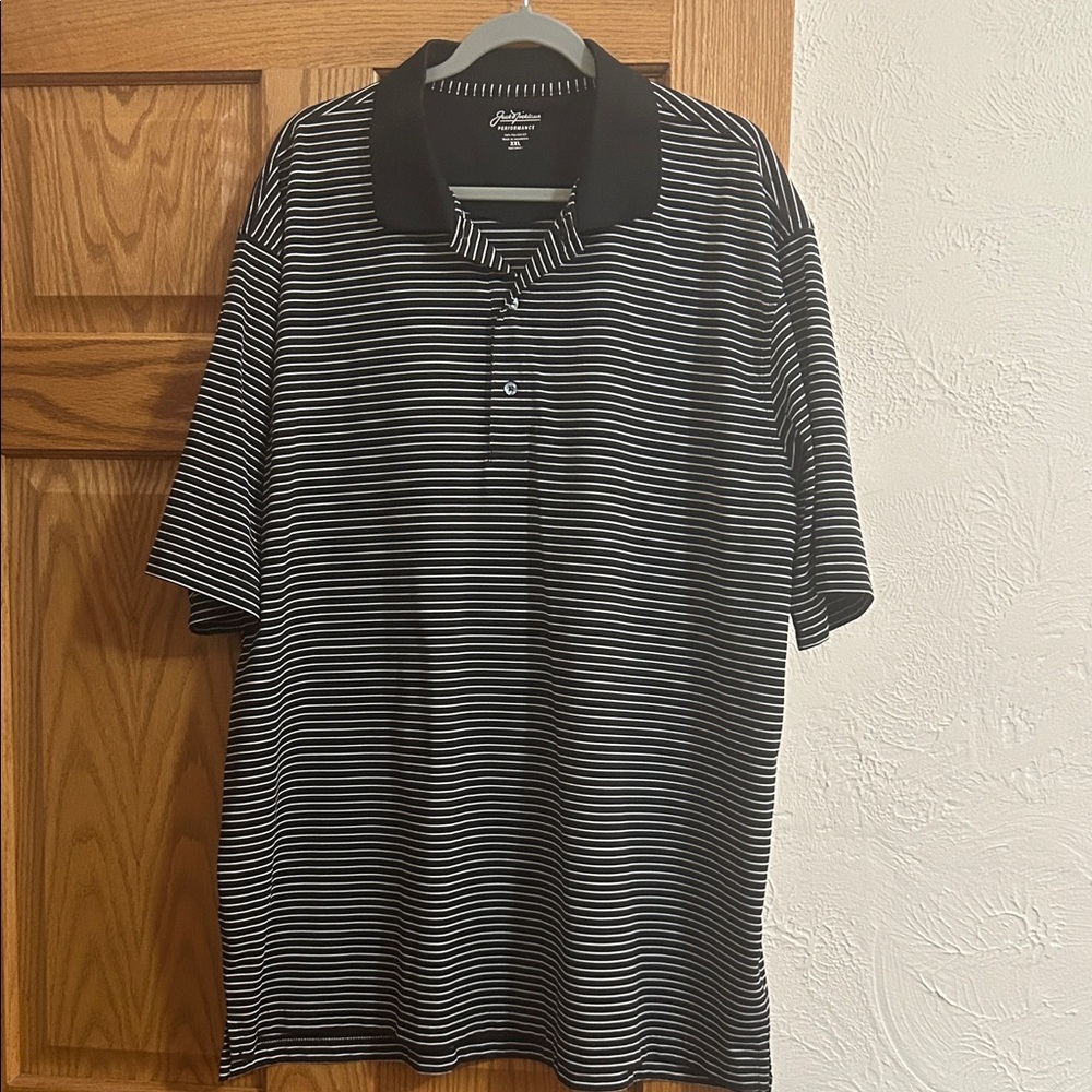 Jack Nicklaus Black and White Striped Polo Shirt